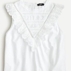 NWT!! J. Crew Eyelet Ruffle Front Tank Top | Size XL